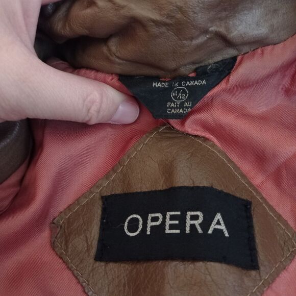 Opera Leather Vintage Biker Jacket Brown Cropped Rock Punk Goth 11/12 - Picture 7 of 7